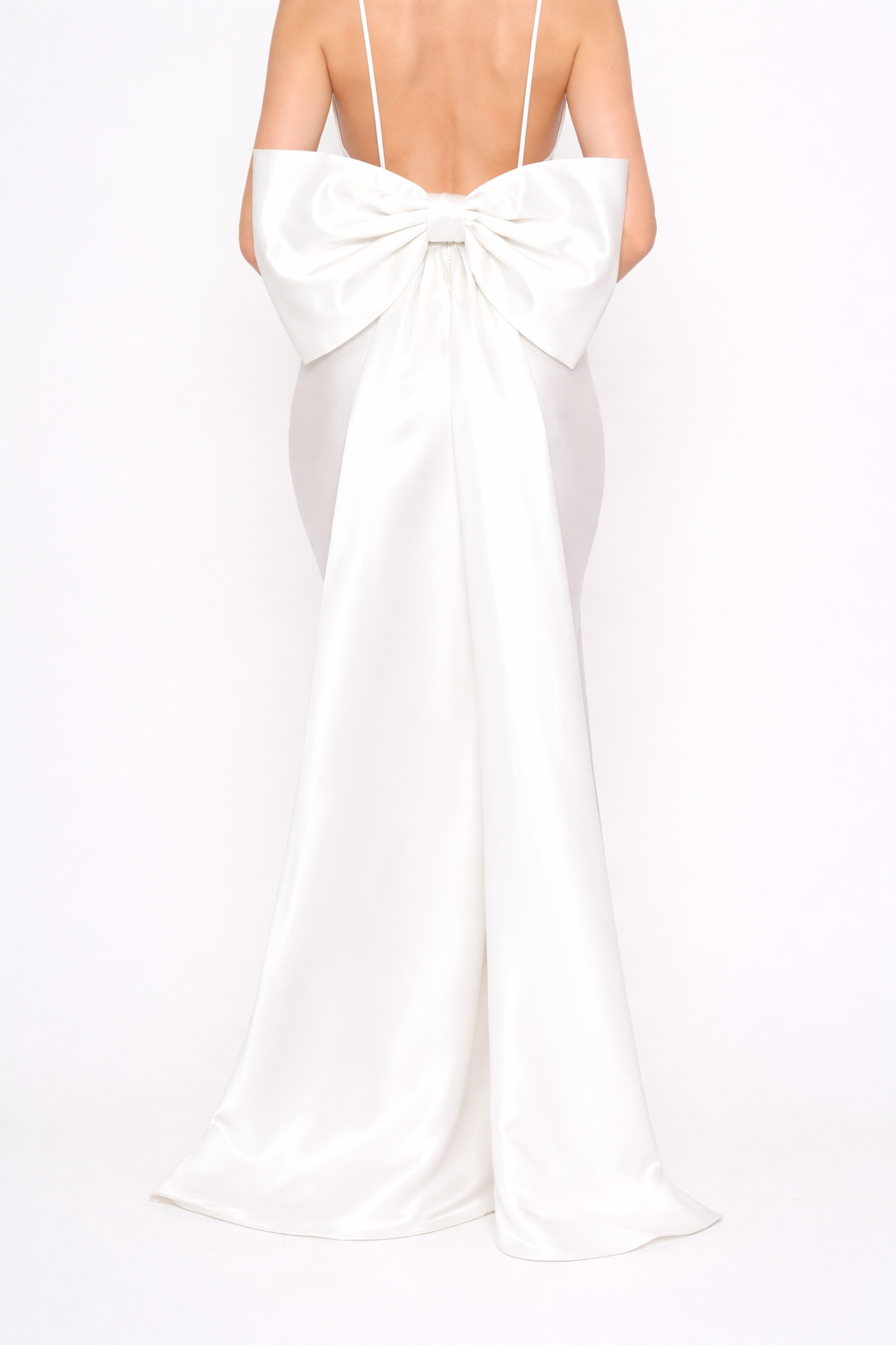 White Bow-Back Statement Mermaid Dress