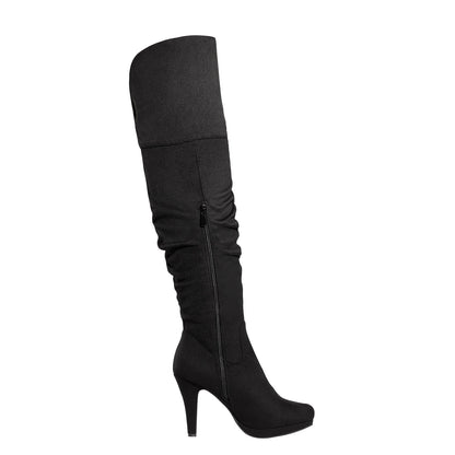 Over the knee chunky heel boots