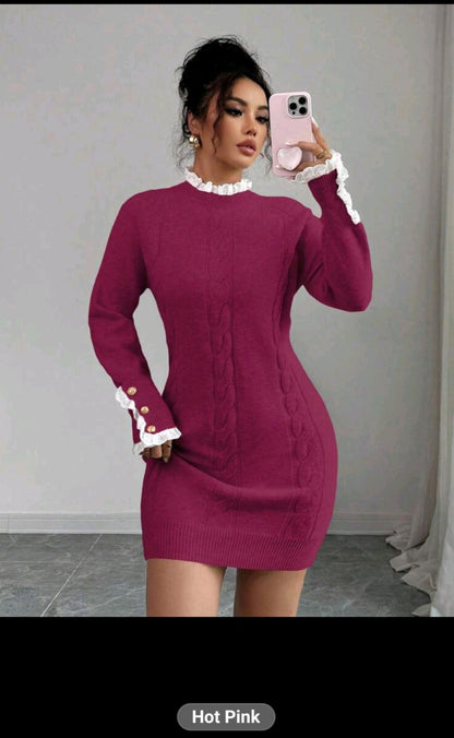The Royale Sculpt knit mini Dress hot pink