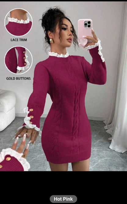 The Royale Sculpt knit mini Dress hot pink