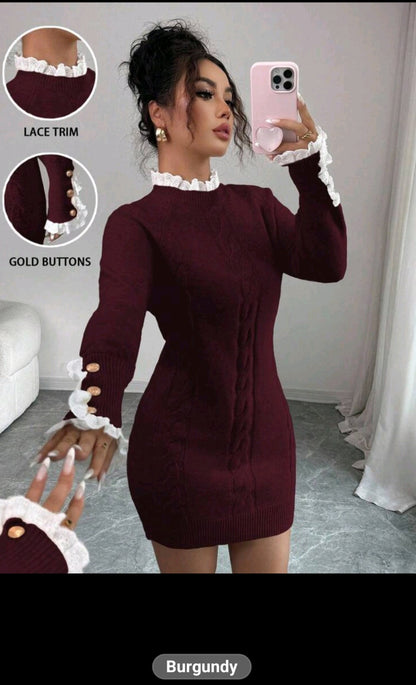 The Royals Sculpt knit mini dress - Burgundy