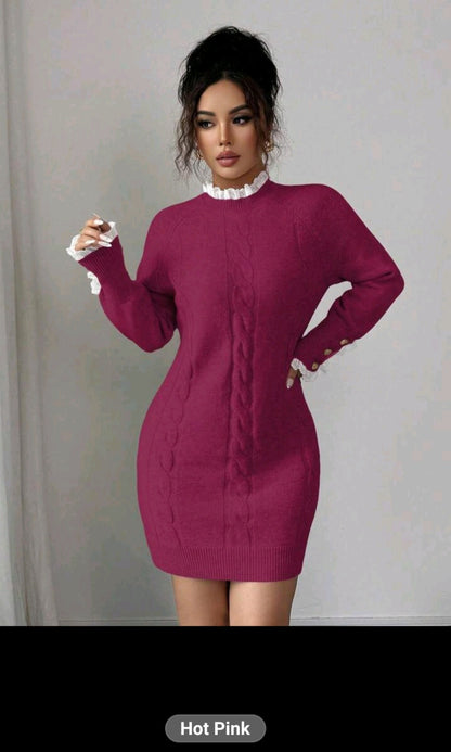 The Royale Sculpt knit mini Dress hot pink