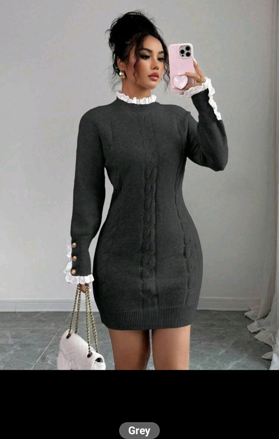 The Royale sculpt knit mini Dress gray