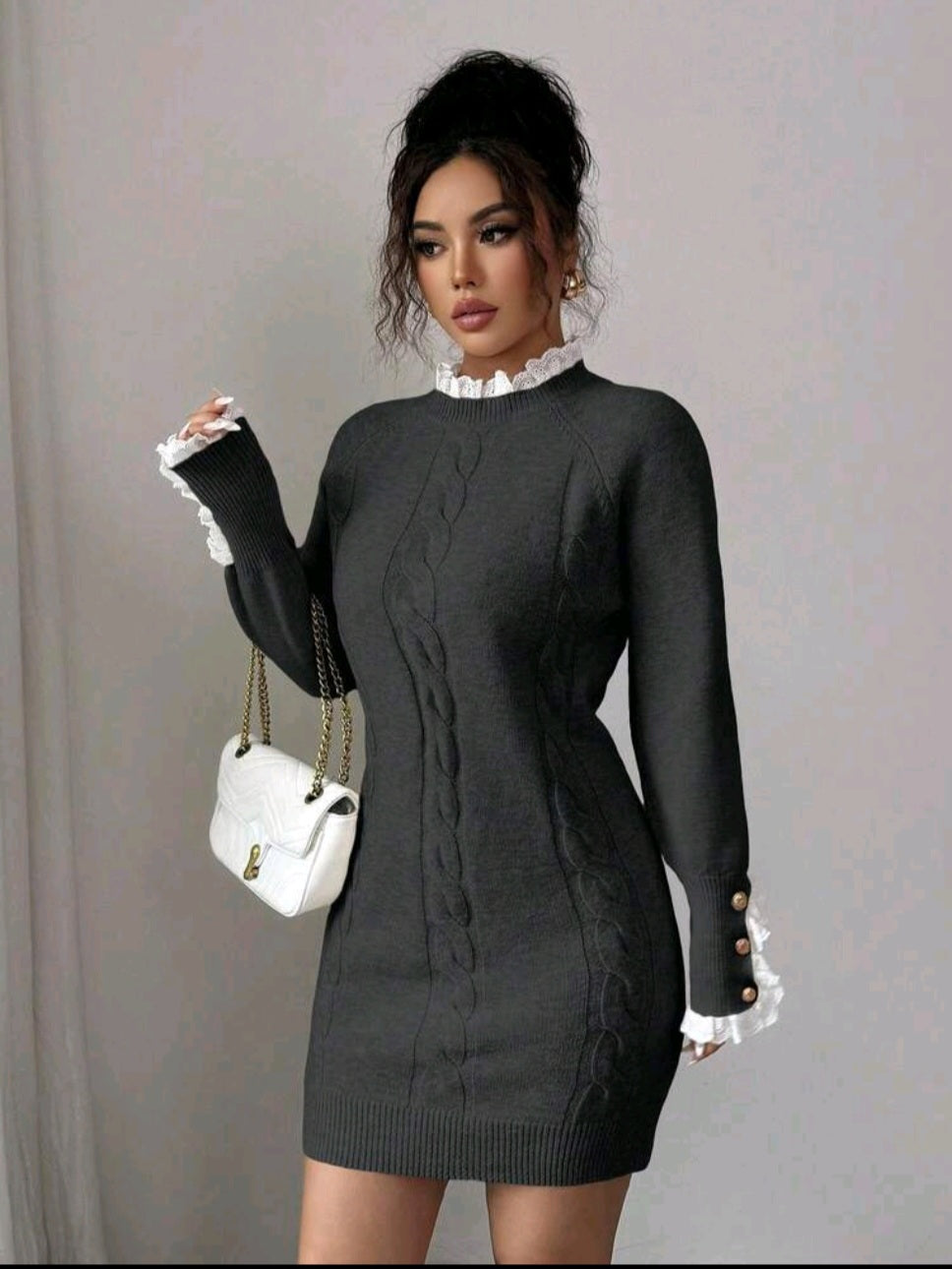 The Royale sculpt knit mini Dress gray