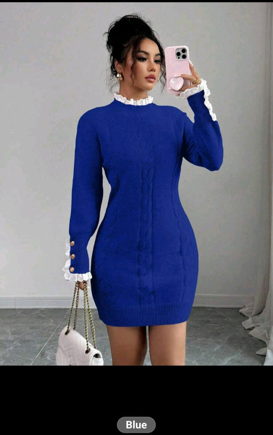 The Royale sculpt knit mini Dress Blue