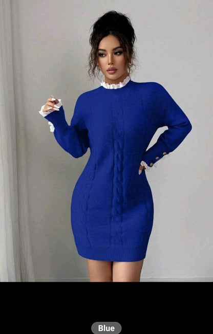 The Royale sculpt knit mini Dress Blue