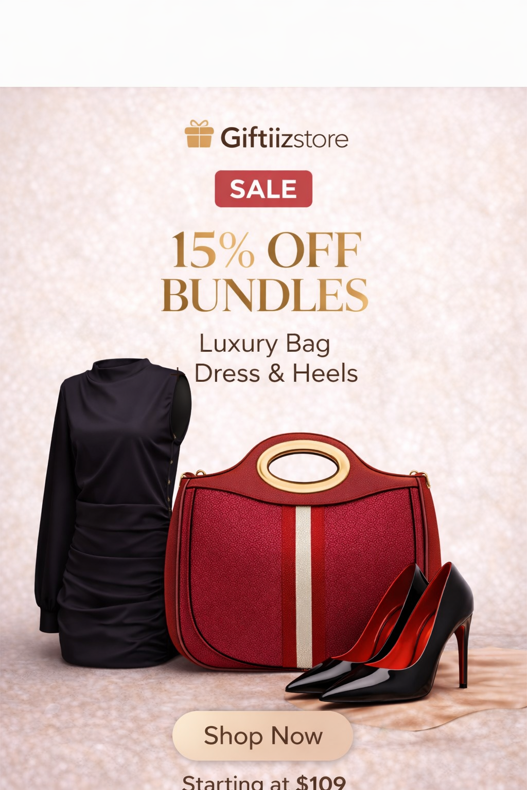 Midnight Luxe Bundle™ Collection —Black Dress, Designer Bag & Heels