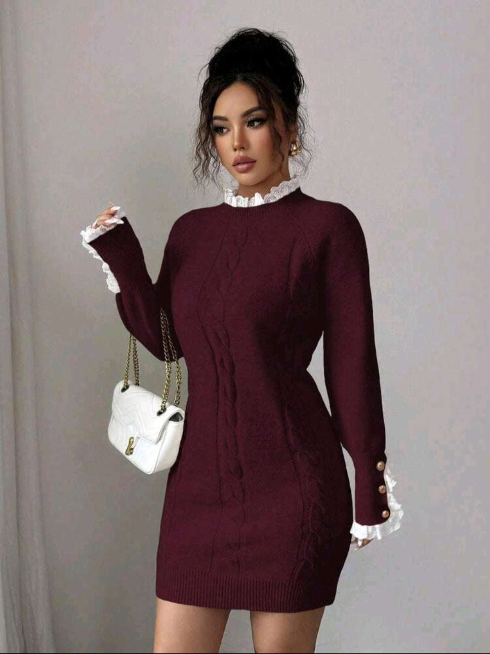 The Royals Sculpt knit mini dress - Burgundy