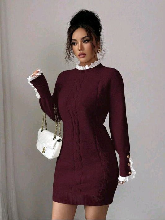 The Royals Sculpt knit mini dress - Burgundy