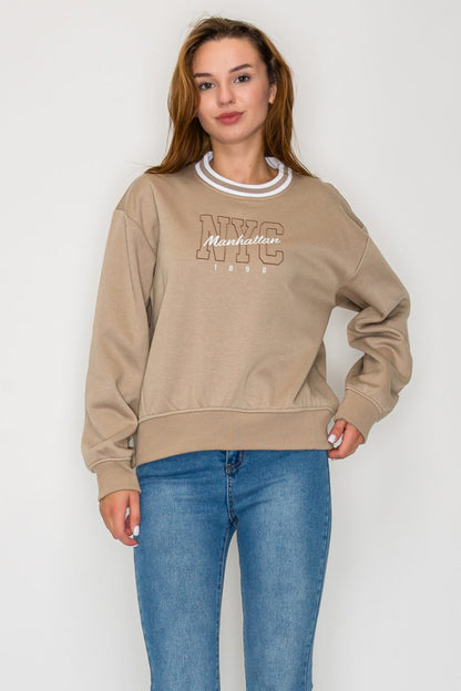 Round Neck Long Sleeve Sweatshirt top
