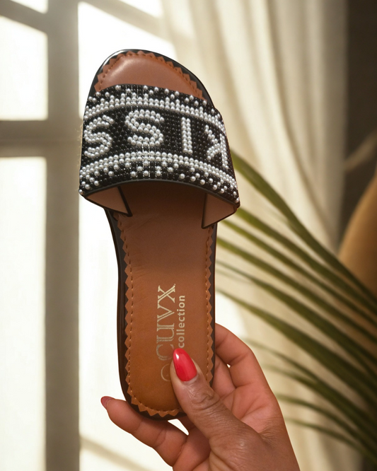✨ Elegant Luxe Slide Sandals – Pearl Detail ✨