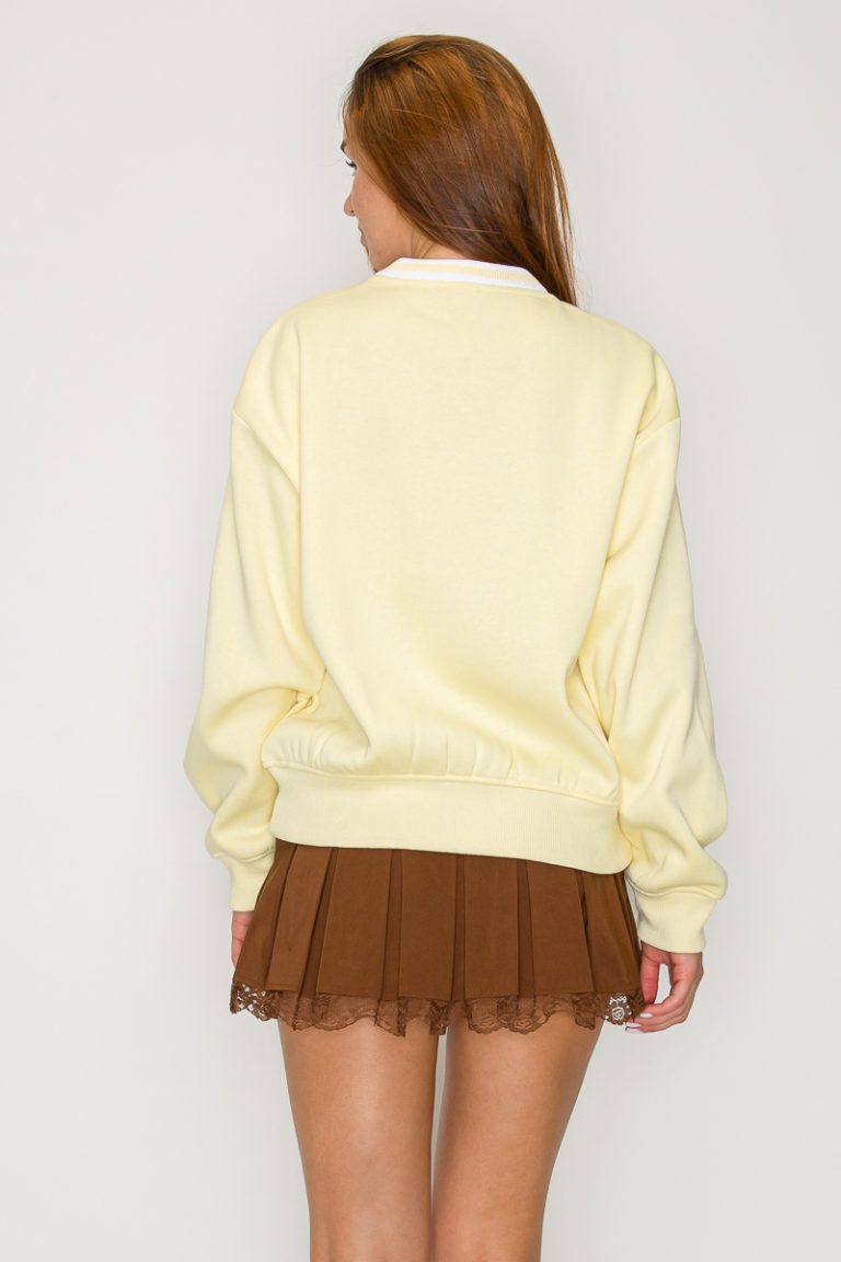 Round Neck Long Sleeve sweatshirt top yellow