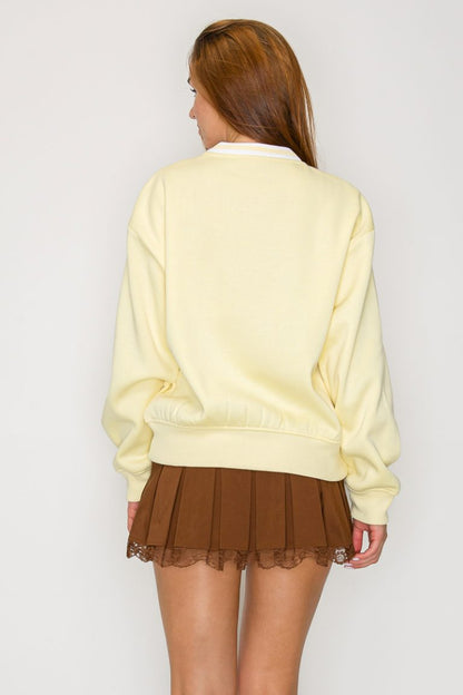 Round Neck Long Sleeve sweatshirt top yellow