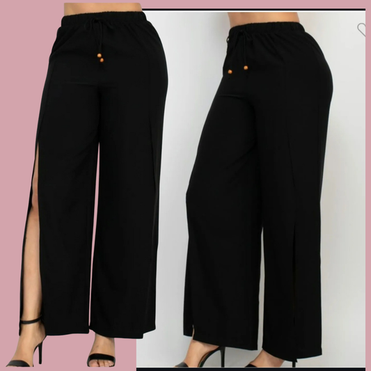 Side slit drawstring pants