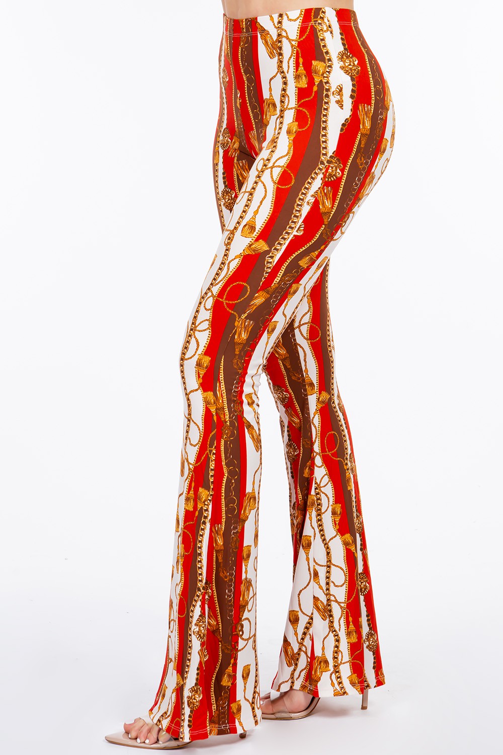 Multi color Baroque chain print flared pant