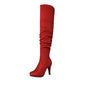 Over the knee chunky heel boots red