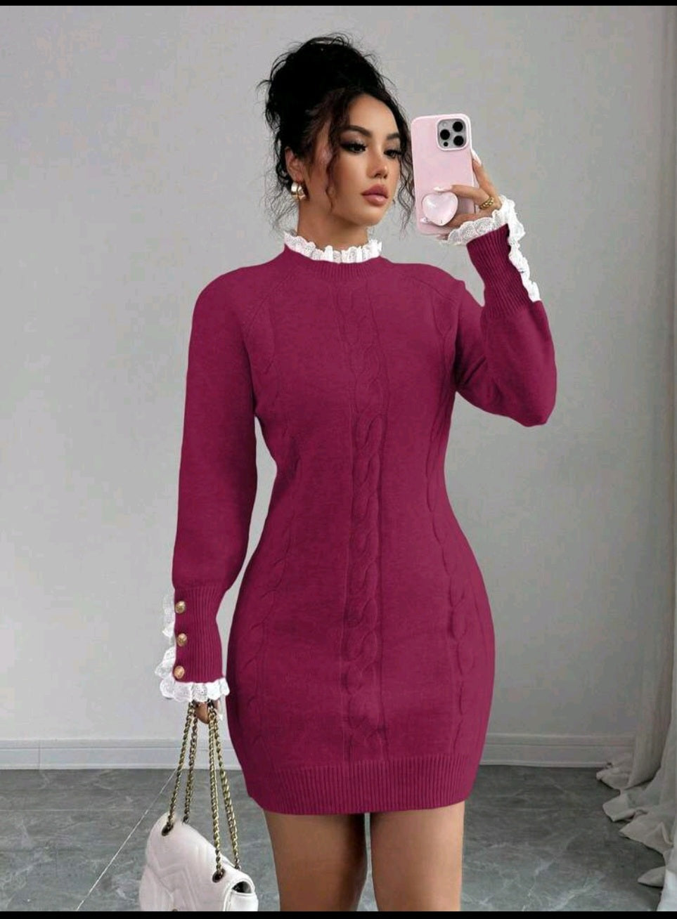The Royale Sculpt knit mini Dress hot pink