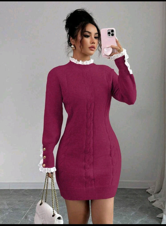 The Royale Sculpt knit mini Dress hot pink