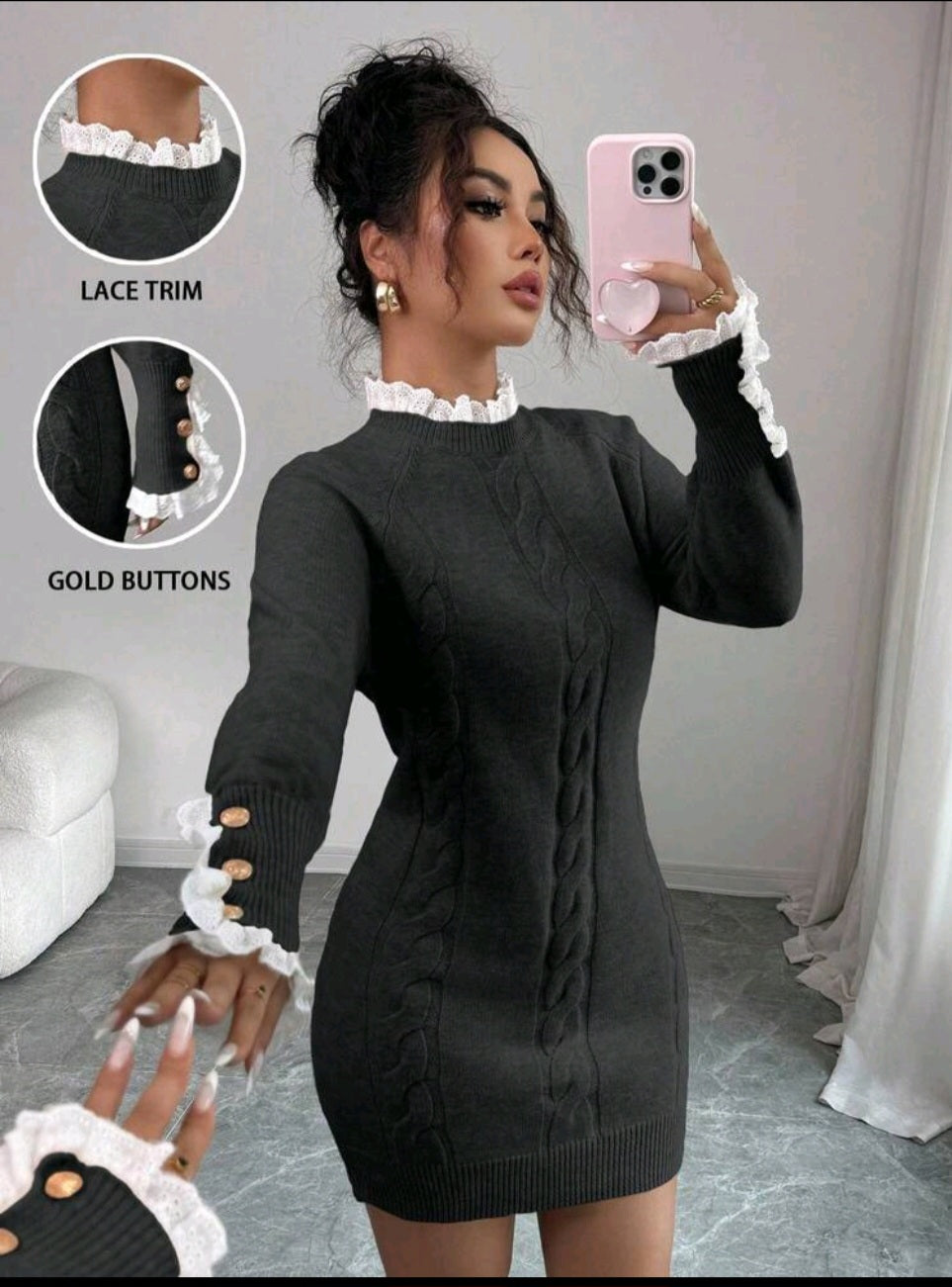 The Royale sculpt knit mini Dress gray