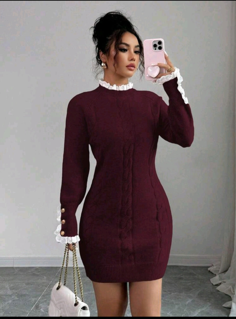 The Royals Sculpt knit mini dress - Burgundy