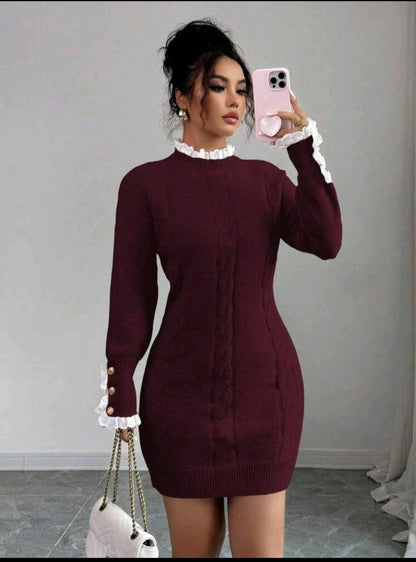The Royals Sculpt knit mini dress - Burgundy