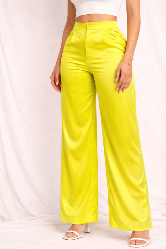 Satin High-rise wife leg pants