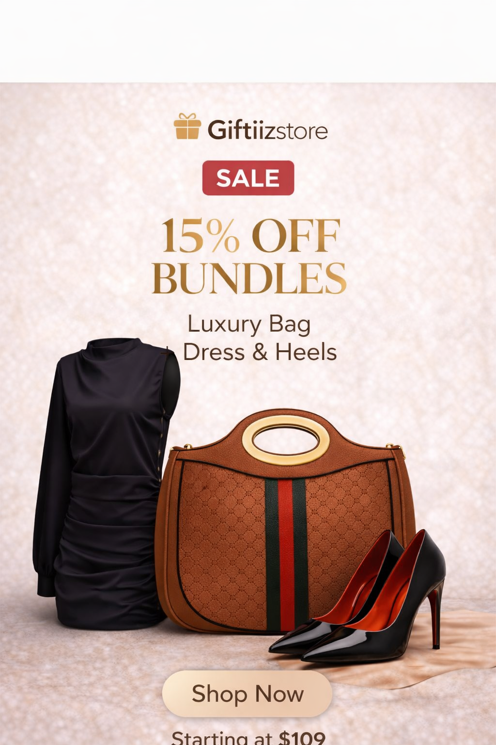 Midnight Luxe Bundle™ Collection —Black Dress, Designer Bag & Heels