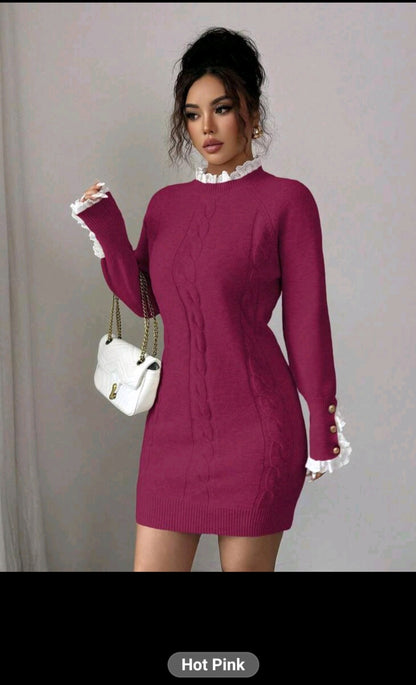 The Royale Sculpt knit mini Dress hot pink