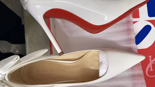 White high-heeled shoes for ladies' rubber