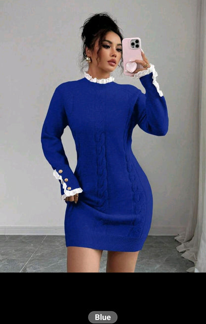 The Royale sculpt knit mini Dress Blue