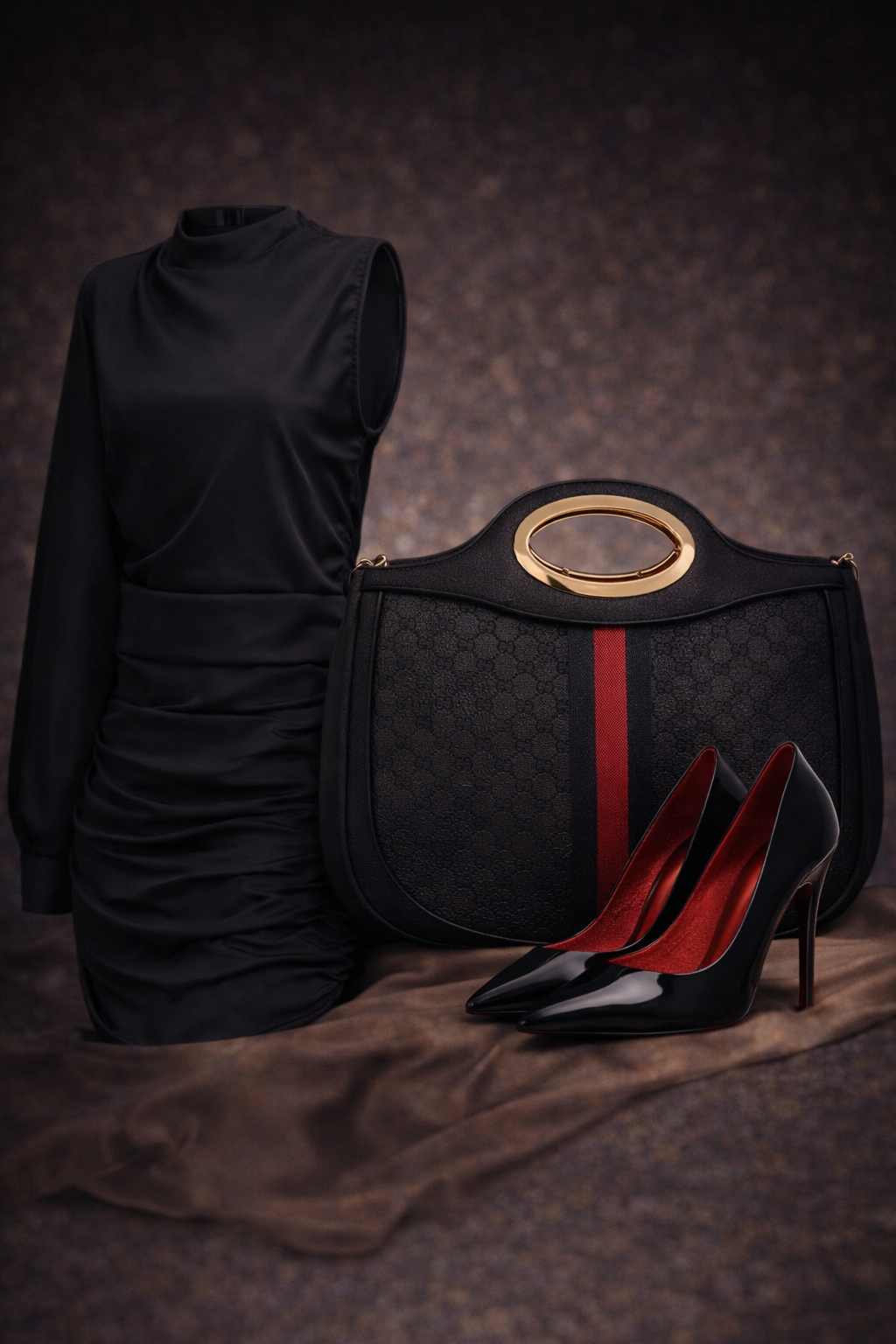 Midnight Luxe Bundle™ Collection —Black Dress, Designer Bag & Heels