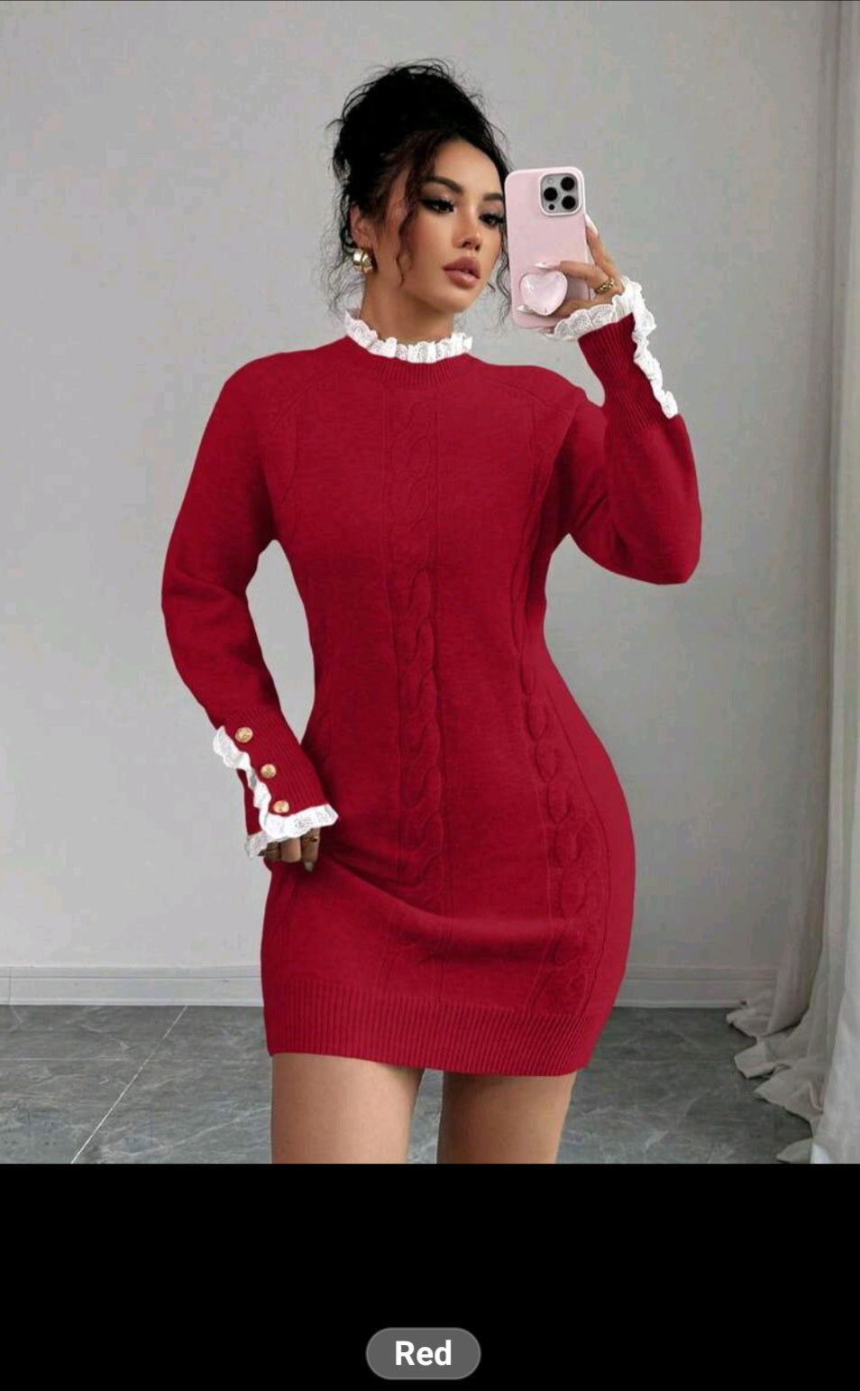 The Royals sculpt Knit Dress- Red