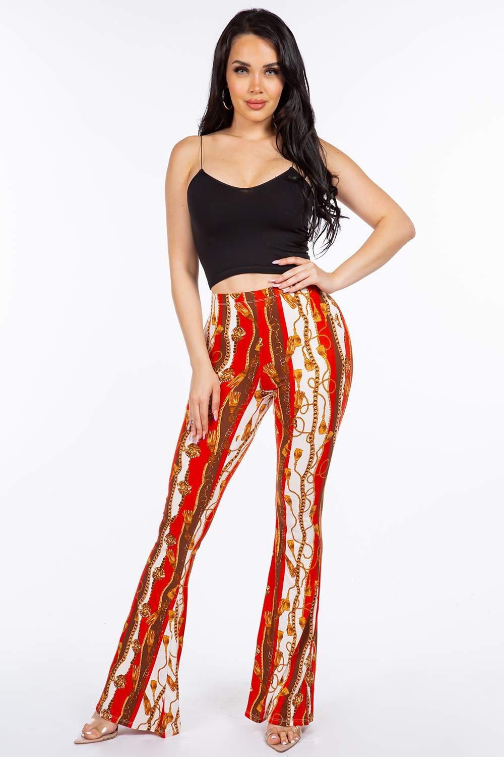 Multi color Baroque chain print flared pant