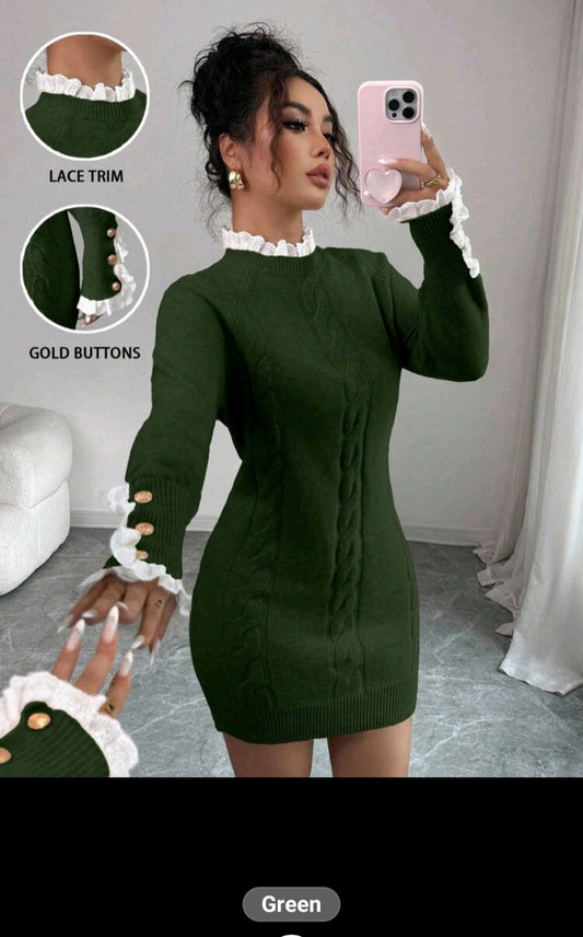 The Royale sculpt knit mini Dress  green