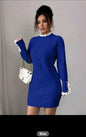 The Royale sculpt knit mini Dress Blue