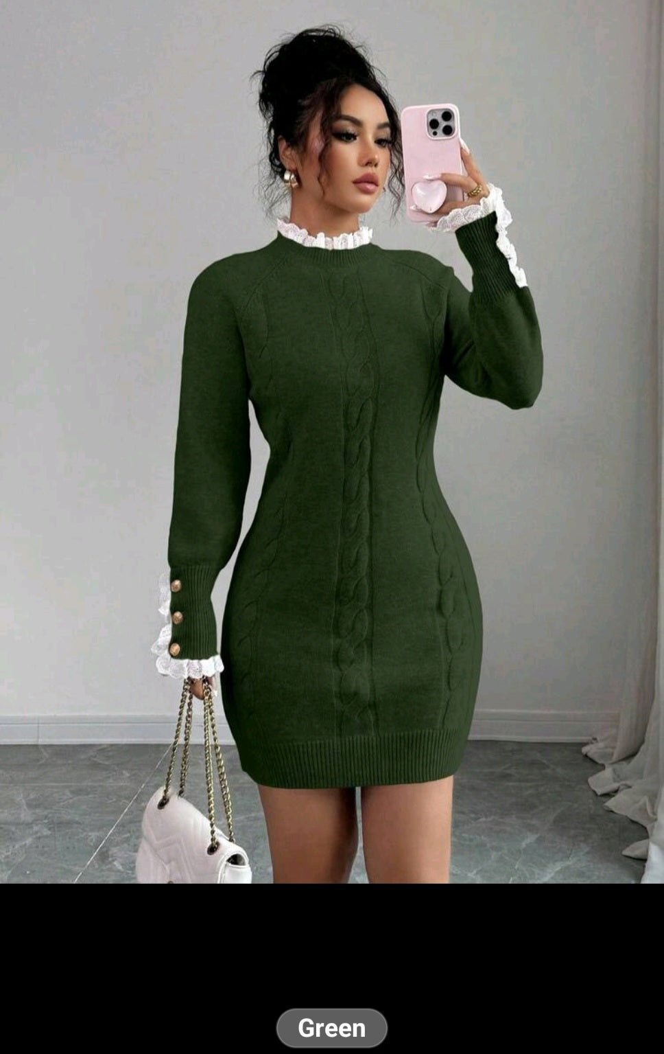 The Royale sculpt knit mini Dress  green