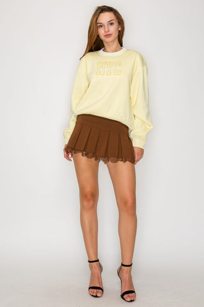 Round Neck Long Sleeve sweatshirt top yellow