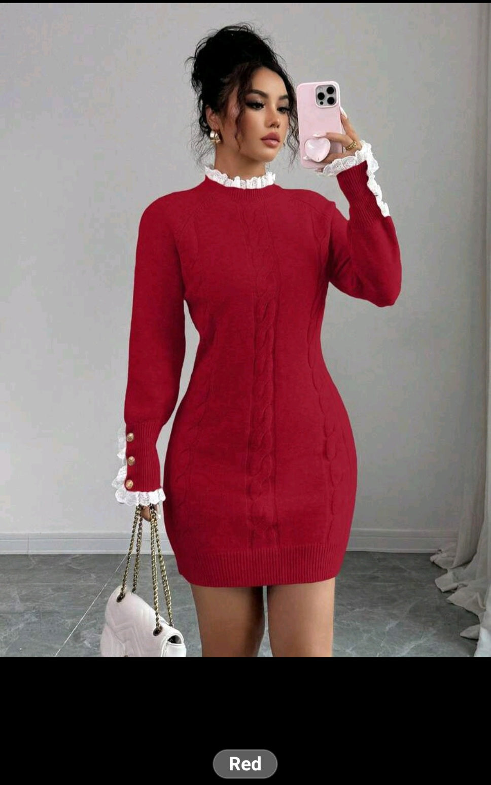 The Royals sculpt Knit Dress- Red