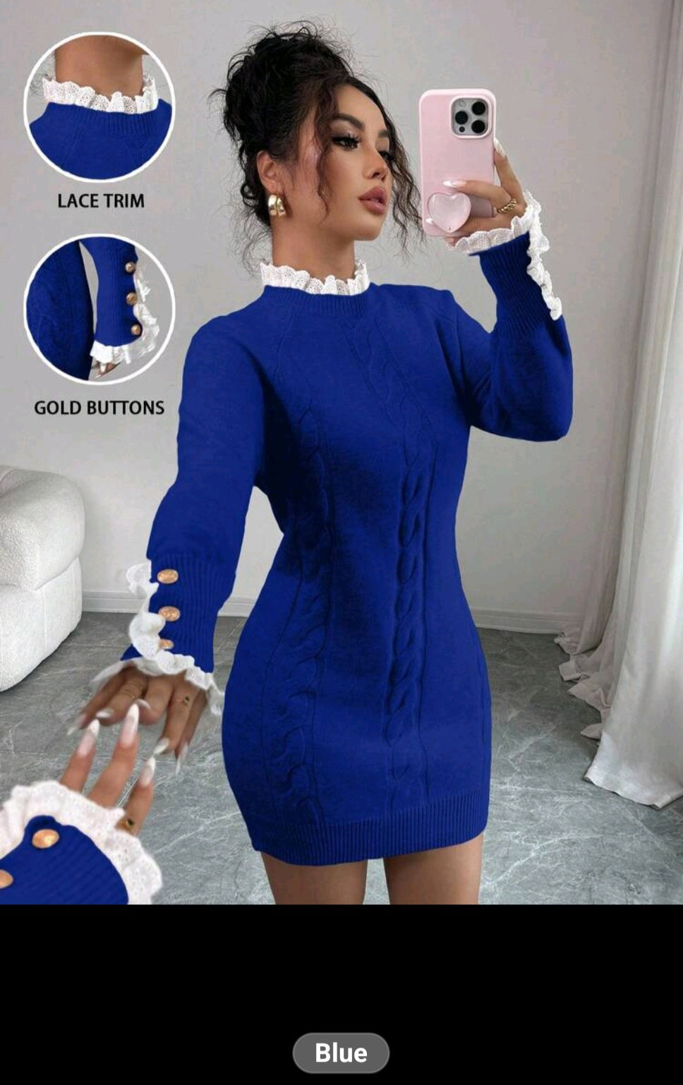 The Royale sculpt knit mini Dress Blue