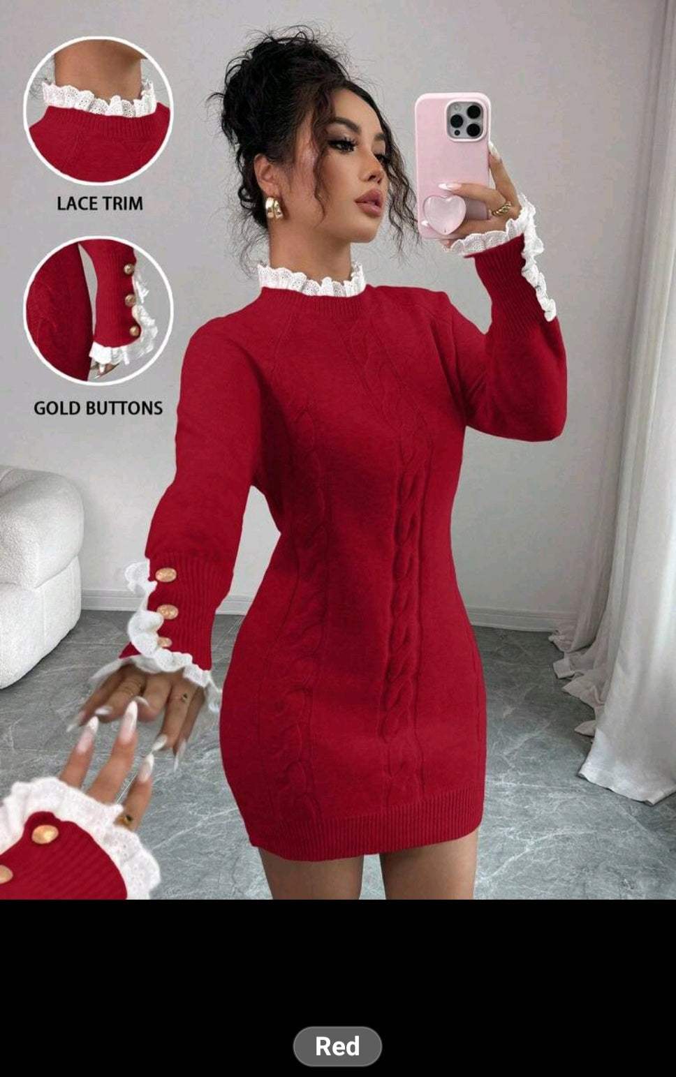 The Royals sculpt Knit Dress- Red