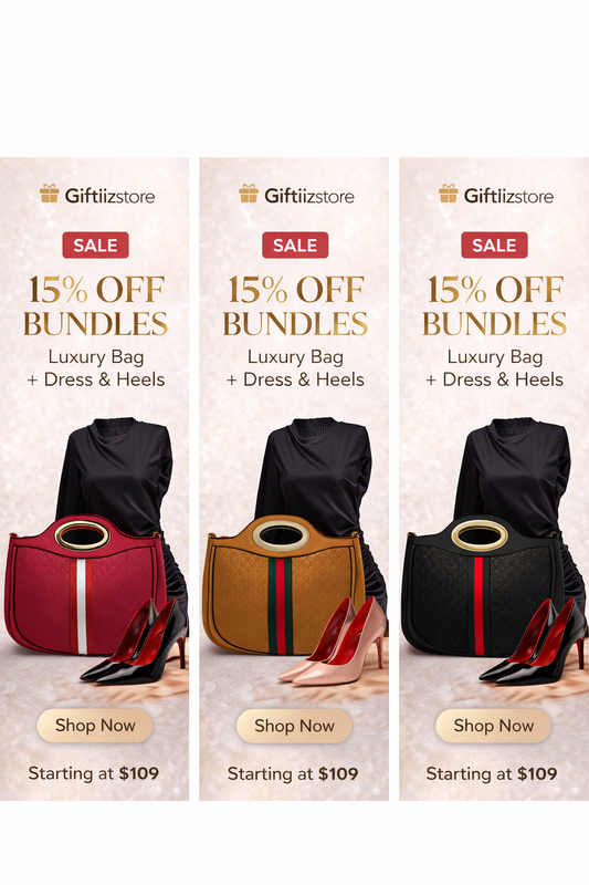 Midnight Luxe Bundle™ Collection —Black Dress, Designer Bag & Heels