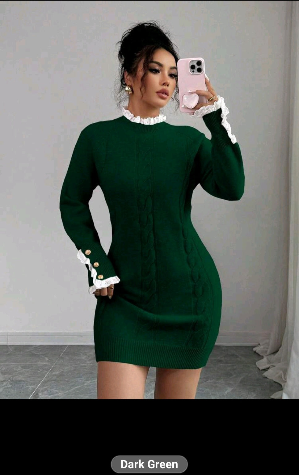 The Royale sculpt knit mini Dress Dark green