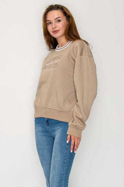 Round Neck Long Sleeve Sweatshirt top